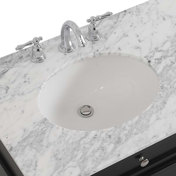 Montair Black 60" Double Vanity With Carrara White Marble Top
