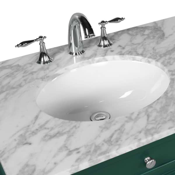 Montair Green 60" Double Vanity With Carrara White Marble Top
