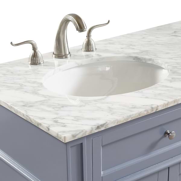 Montair Gray 60" Double Vanity With Carrara White Marble Top