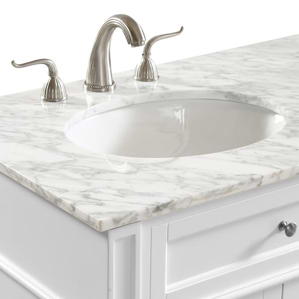 Montair White 60" Double Vanity With Carrara White Marble Top