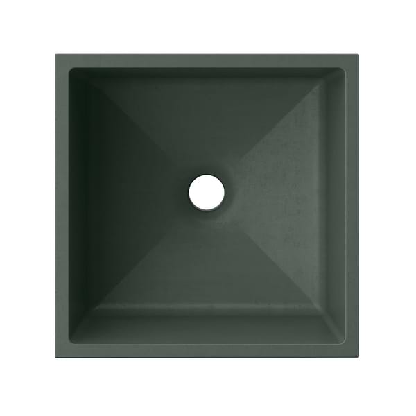 Kuba Forest Green 14" Concrete Square Floating Sink by mudd.concrete