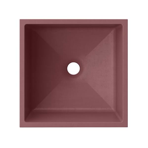 Kuba Berry Pink 14" Concrete Square Floating Sink by mudd.concrete