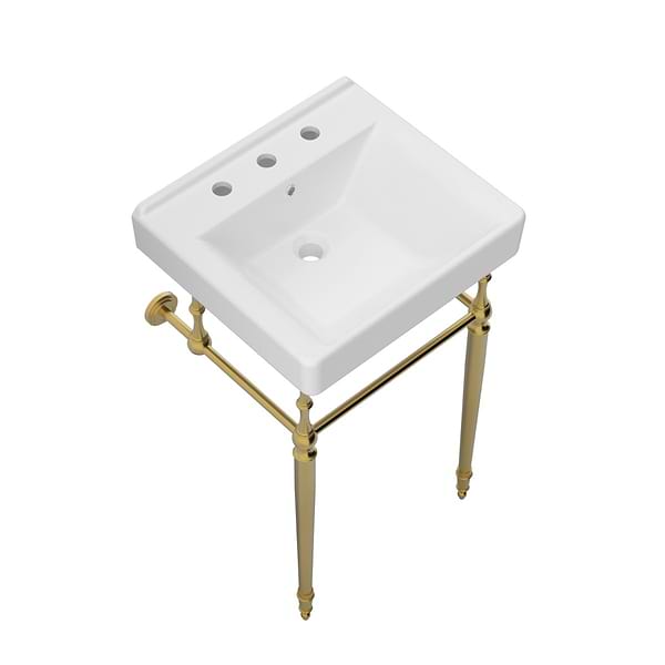 Napoleon Brushed Brass 20" Single Console with White Ceramic Top and Rectangle Sink