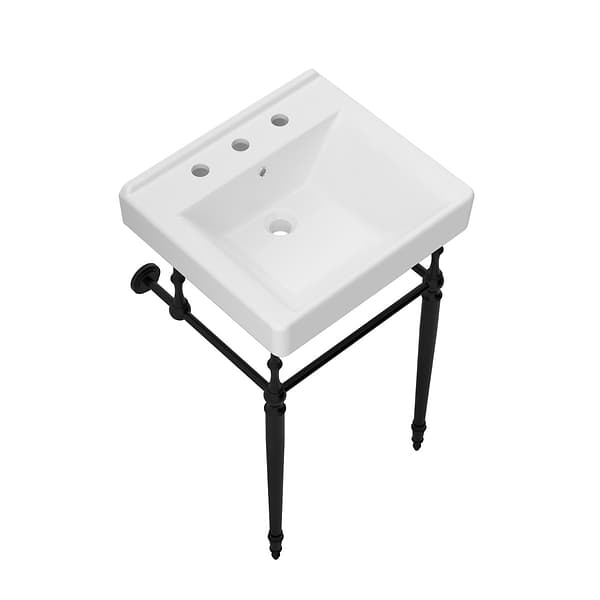 Napoleon Matte Black 20" Single Console with White Ceramic Top and Rectangle Sink
