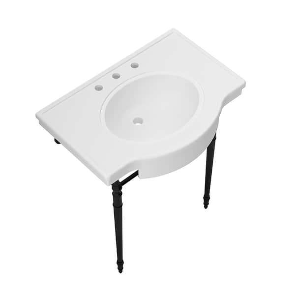 Napoleon Matte Black 31" Single Console with White Ceramic Top and Oval Sink