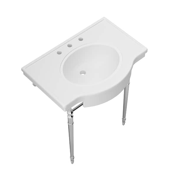 Napoleon Polished Chrome 31" Single Console with White Ceramic Top and Oval Sink