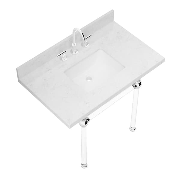 Elinor Polished Chrome 36" Single Console with Carrara Marble Top Rectangle Sink and Backsplash