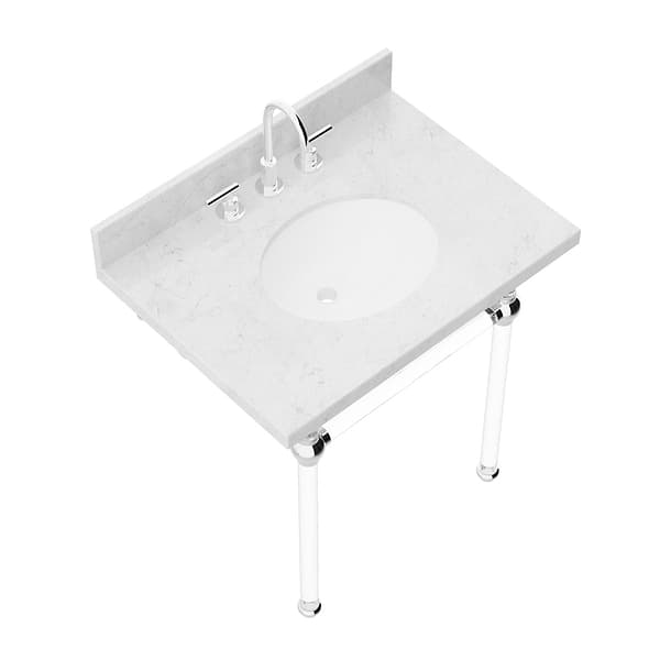 Elinor Polished Chrome 30" Single Console with Carrara Marble Top Oval Sink and Backsplash