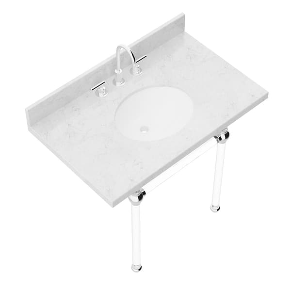 Elinor Polished Chrome 36" Single Console with Carrara Marble Top Oval Sink and Backsplash