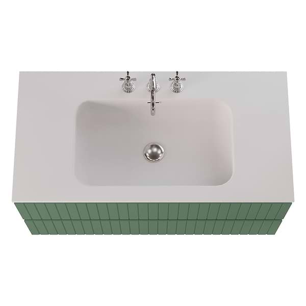 Prima Forest Green 42" Single Vanity with Integrated Solid Surface Top
