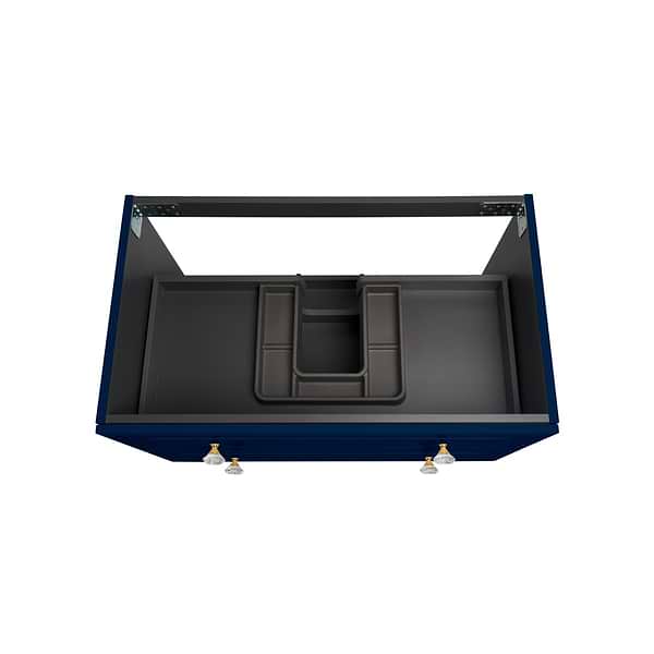 Alma Blue 36" Vanity with Gold Legs & Knobs with Integrated White Solid Surface Top
