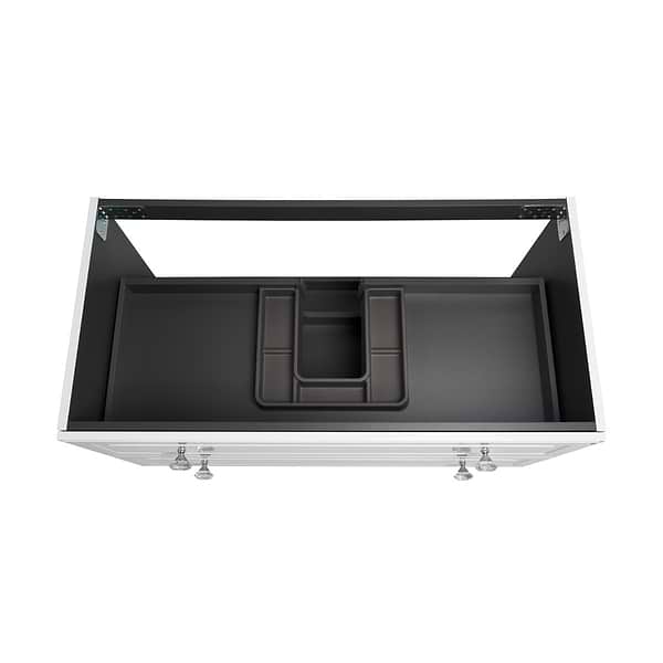 Alma White 42" Vanity with Chrome Legs & Knobs with Integrated White Solid Surface Top