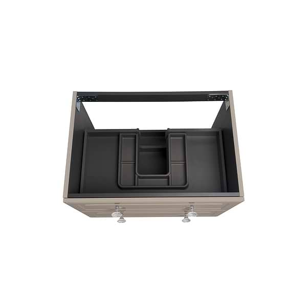 Alma Taupe 30" Vanity with Chrome Legs & Knobs with Integrated White Solid Surface Top