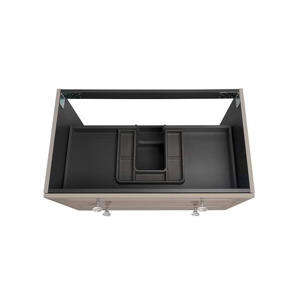 Alma Taupe 36" Vanity with Chrome Legs & Knobs with Integrated White Solid Surface Top