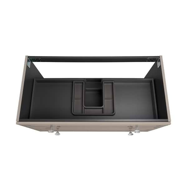 Alma Taupe 42" Vanity with Chrome Legs & Knobs with Integrated White Solid Surface Top