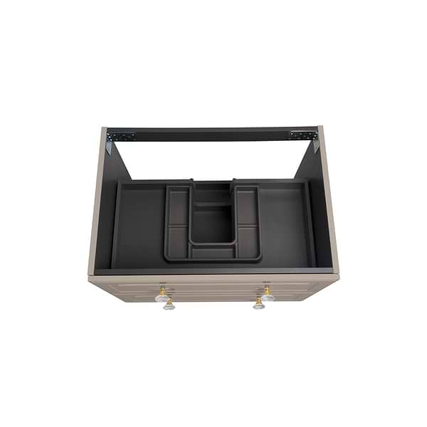 Alma Taupe 30" Vanity with Gold Legs & Knobs with Integrated White Solid Surface Top