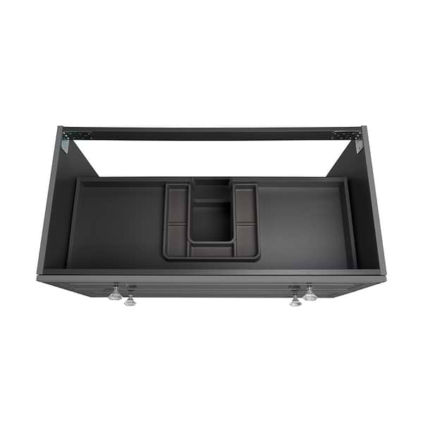 Alma Gray 42" Vanity with Chrome Legs & Knobs with Integrated White Solid Surface Top