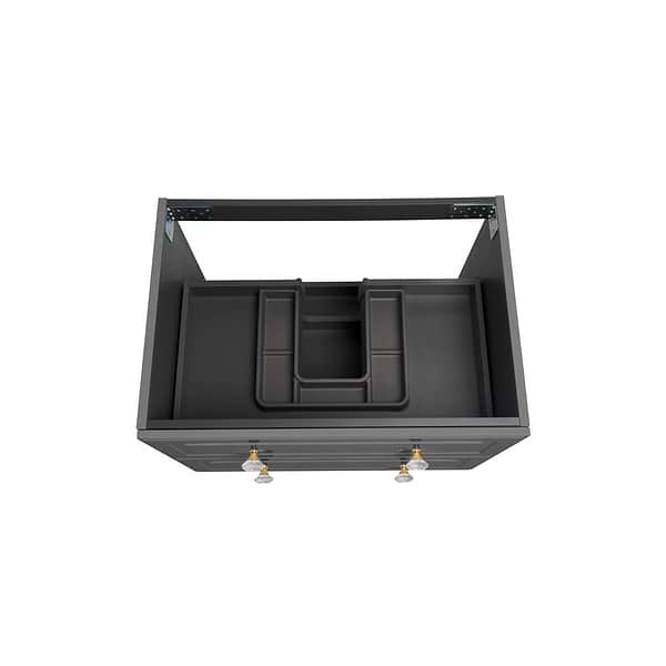 Alma Gray 30" Vanity with Gold Legs & Knobs with Integrated White Solid Surface Top