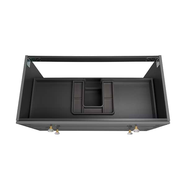 Alma Gray 42" Vanity with Gold Legs & Knobs with Integrated White Solid Surface Top