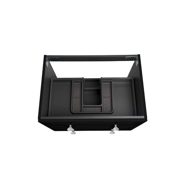 Alma Black 30" Vanity with Chrome Legs & Knobs with Integrated White Solid Surface Top