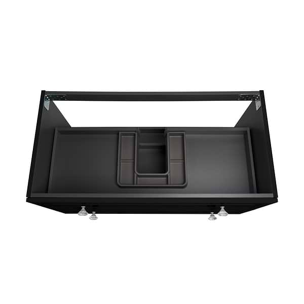 Alma Black 42" Vanity with Chrome Legs & Knobs with Integrated White Solid Surface Top