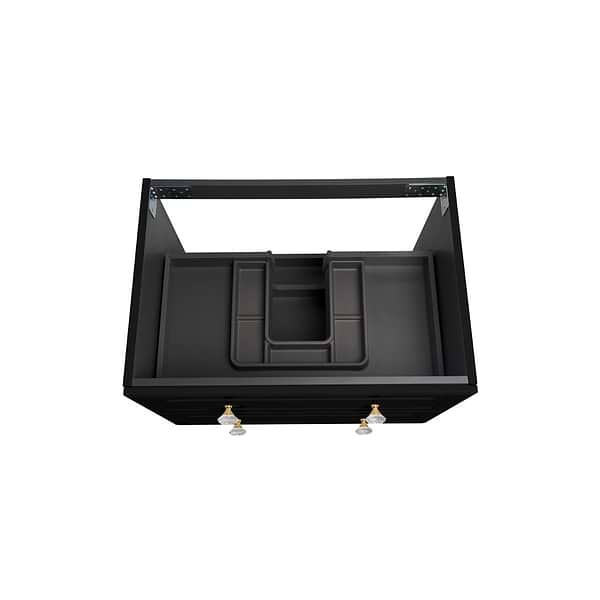 Alma Black 30" Vanity with Gold Legs & Knobs with Integrated White Solid Surface Top