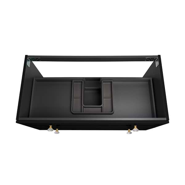 Alma Black 42" Vanity with Gold Legs & Knobs with Integrated White Solid Surface Top