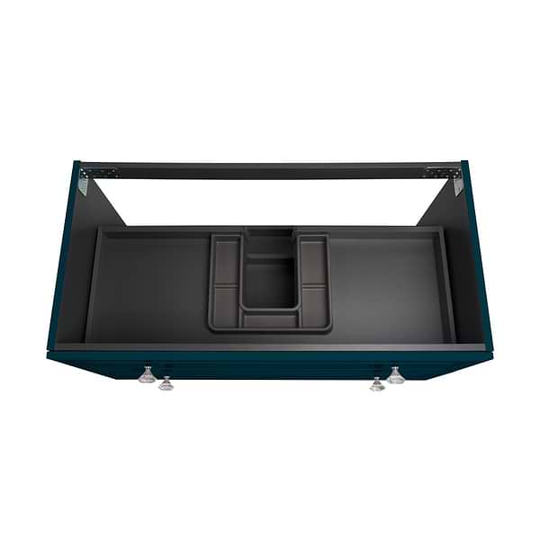 Alma Turquoise 42" Vanity with Chrome Legs & Knobs with Integrated White Solid Surface Top