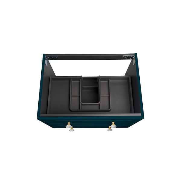 Alma Turquoise 30" Vanity with Gold Legs & Knobs with Integrated White Solid Surface Top