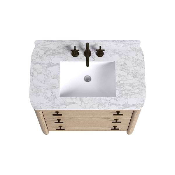 TileBar Studio Vanities Callum Natural Ash 36" Single Vanity with Carrara Marble Top