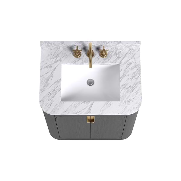 TileBar Studio Vanities Corbin Ebony Oak 30" Single Vanity with Carrara Marble Top