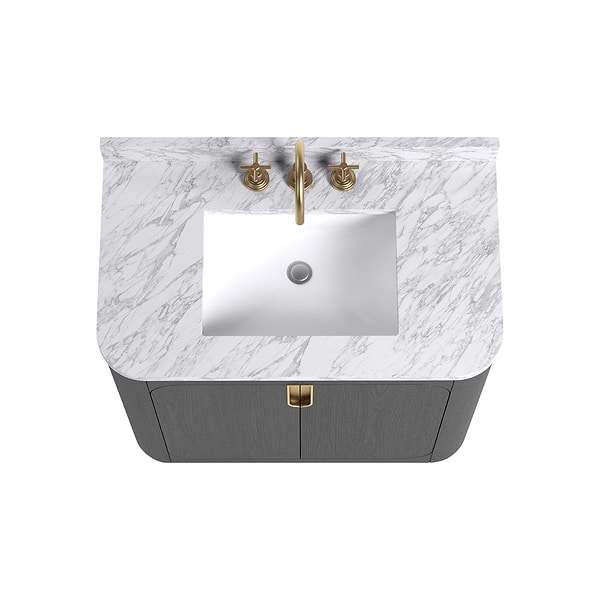 TileBar Studio Vanities Corbin Ebony Oak 36" Single Vanity with Carrara Marble Top
