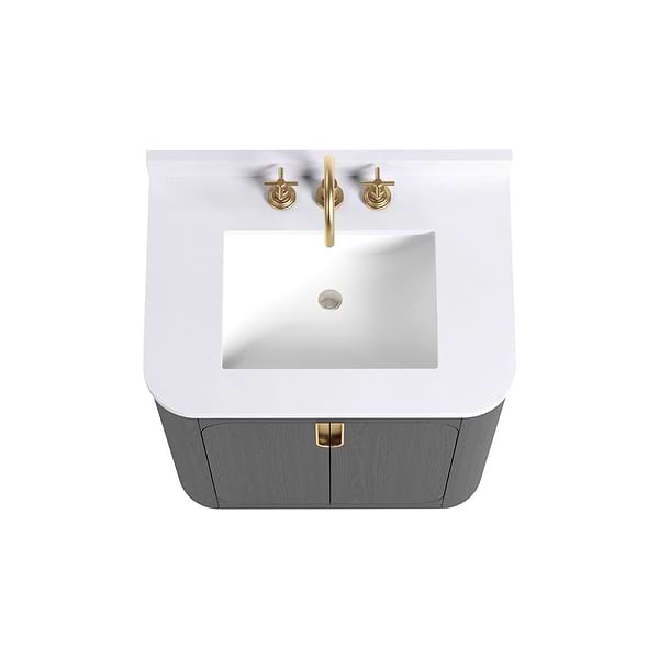 TileBar Studio Vanities Corbin Ebony Oak 30" Single Vanity with White Quartz Top