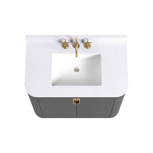 TileBar Studio Vanities Corbin Ebony Oak 36" Single Vanity with White Quartz Top