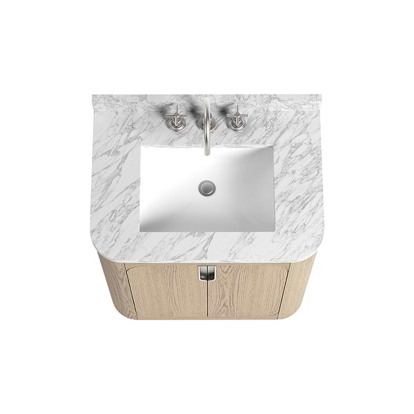 TileBar Studio Vanities Corbin Medium Ash 30" Single Vanity with Carrara Marble Top