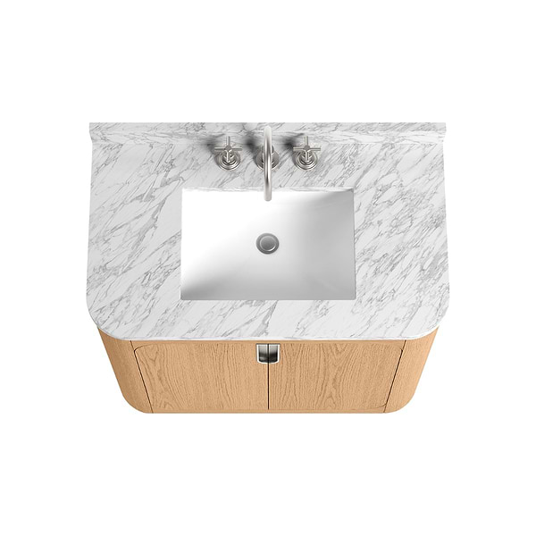 Corbin Medium Ash 36" Single Vanity with Carrara Marble Top by TileBar Studio Vanities, View 5, open zoomed image