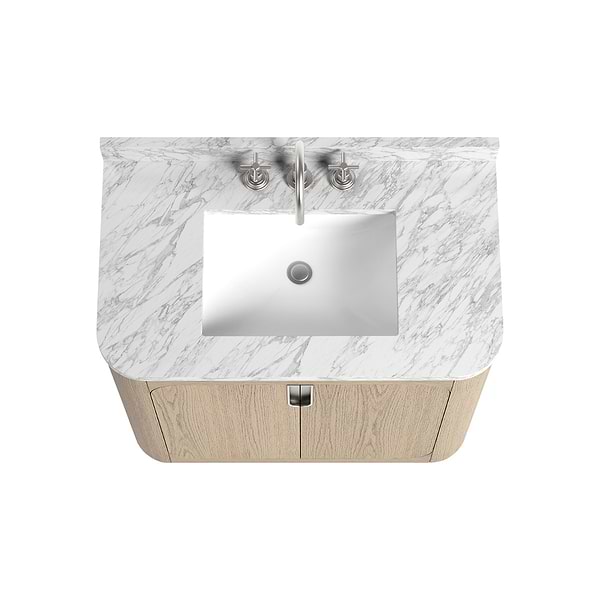 TileBar Studio Vanities Corbin Medium Ash 36" Single Vanity with Carrara Marble Top