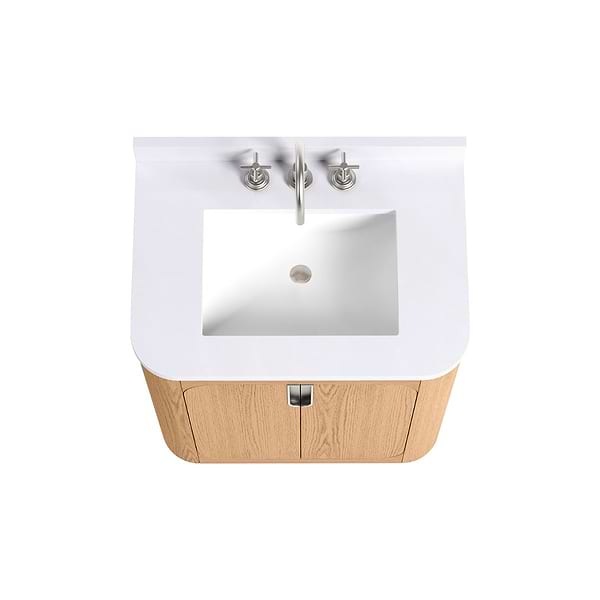 Corbin Medium Ash 30" Single Vanity with White Quartz Top by TileBar Studio Vanities, View 5, open zoomed image