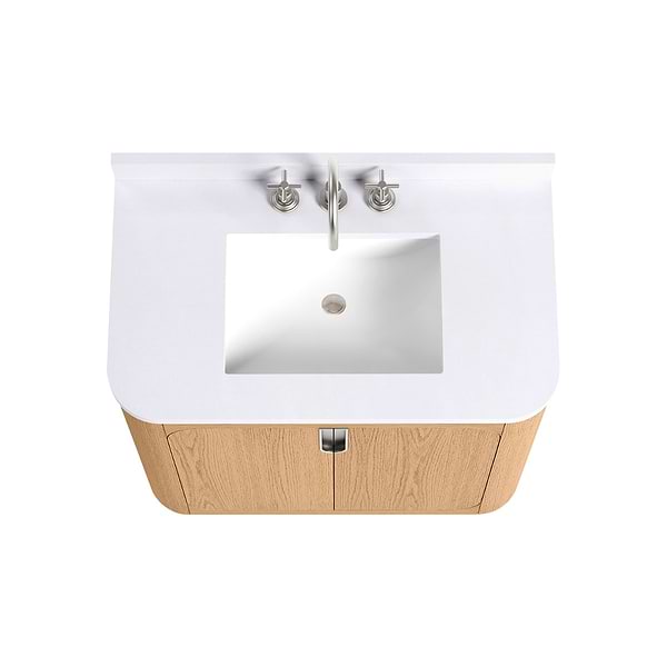 Corbin Medium Ash 36" Single Vanity with White Quartz Top by TileBar Studio Vanities, View 5, open zoomed image