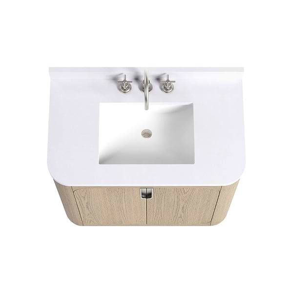 TileBar Studio Vanities Corbin Medium Ash 36" Single Vanity with White Quartz Top