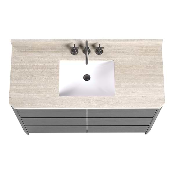 Dalton Ebony Oak 48" Single Vanity with Romano Travertine Top by TileBar Studio Vanities, View 6, open zoomed image