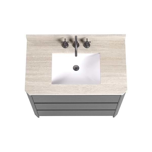 Dalton Ebony Oak 36" Single Vanity with Romano Travertine Top by TileBar Studio Vanities, View 6, open zoomed image