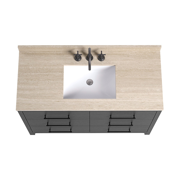 TileBar Studio Vanities Edison Ebony Oak 48" Single Vanity with Romano Travertine Top