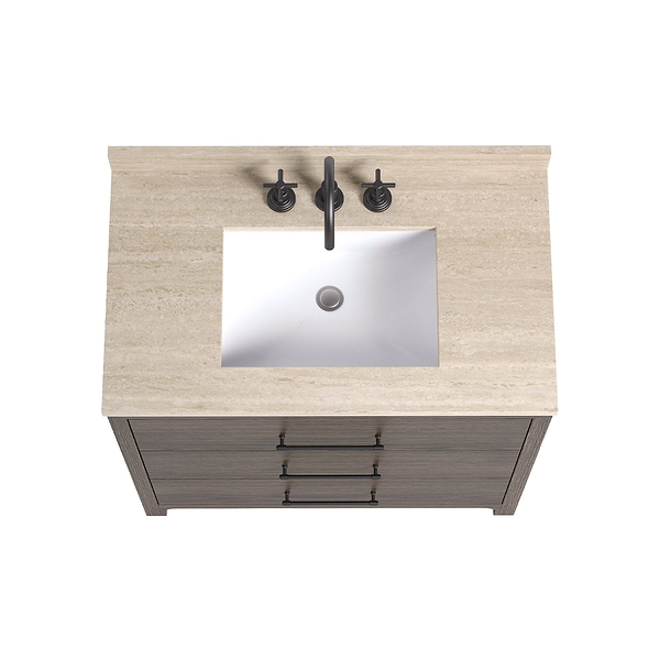 TileBar Studio Vanities Edison Espresso Oak 36" Single Vanity with Romano Travertine Top