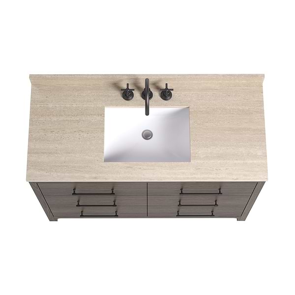 TileBar Studio Vanities Edison Espresso Oak 48" Single Vanity with Romano Travertine Top
