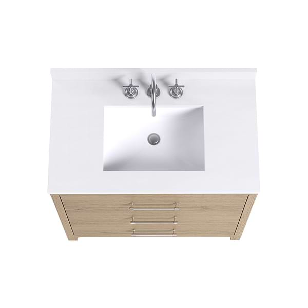 TileBar Studio Vanities Edison Medium Ash 36" Single Vanity with White Quartz Top