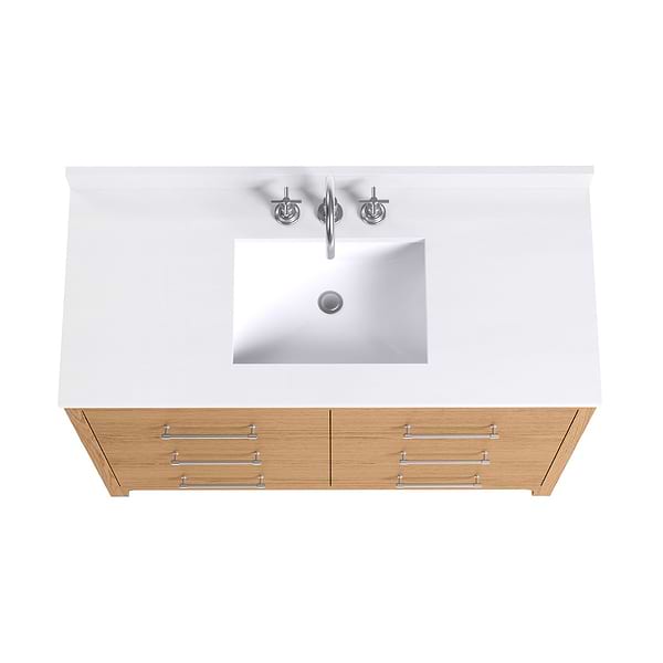 Edison Medium Ash 48" Single Vanity with White Quartz Top by TileBar Studio Vanities, View 4, open zoomed image