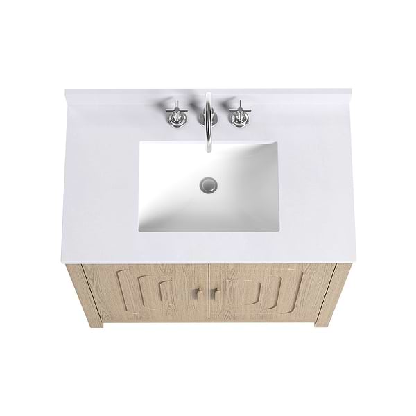 Emett Medium Ash 36" Single Vanity with White Quartz Top by TileBar Studio Vanities, View 5, open zoomed image