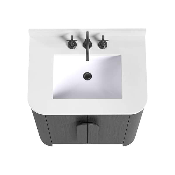Harper Ebony Oak 30" Single Vanity with White Quartz Top by TileBar Studio Vanities, View 5, open zoomed image