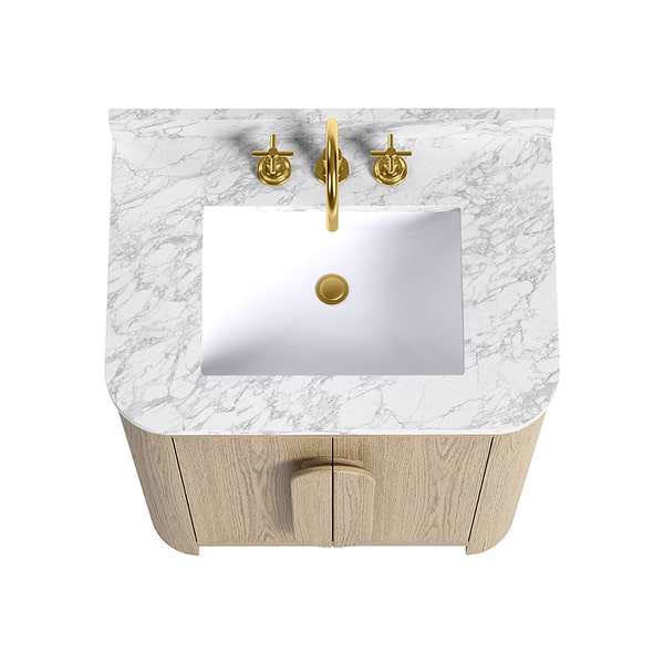 Harper Medium Ash 30" Single Vanity with Carrara Marble Top by TileBar Studio Vanities, View 5, open zoomed image